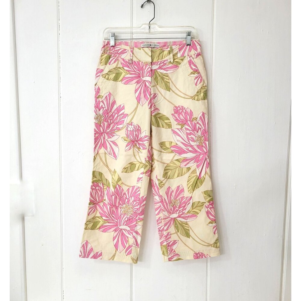 Tommy Hilfiger Stretch Pink Floral Cropped Pants - Picture 4 of 4